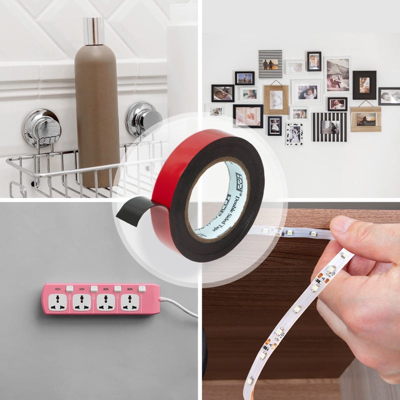 HpP شريط لاصق مزدوج الجوانب HPP، شريط قوي وعالي التحمل للاستخدام الداخلي والخارجي (1 بوصة × 16 قدم) - Image 2